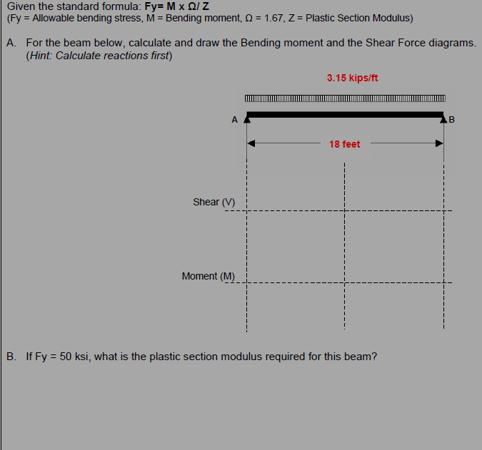 Given the standard formula: F y = M Z ( Fy =