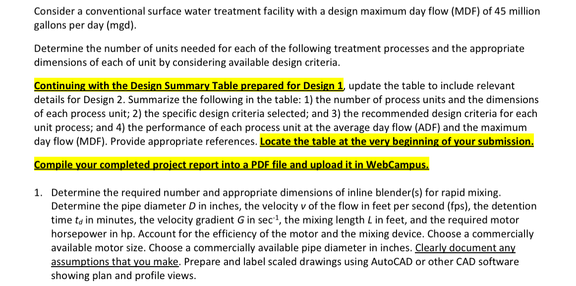 Consider a conventional surface water treatment