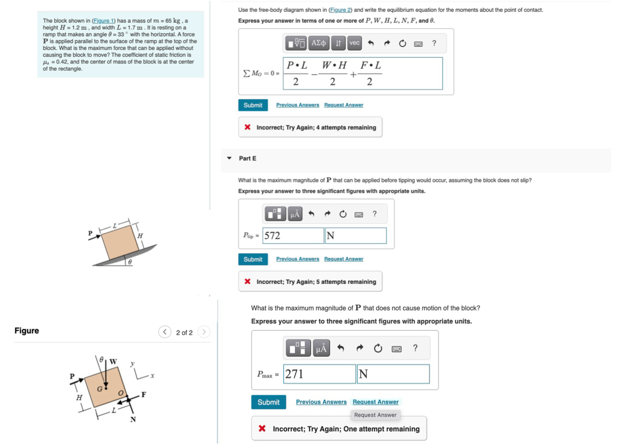 The block shown in ( Figure 1 ) has a mass of m =