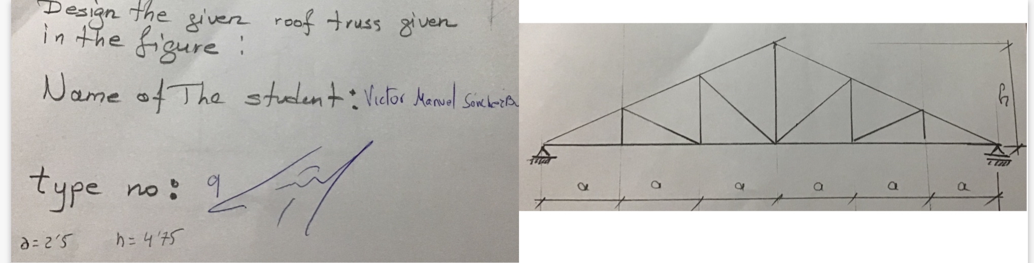 Design the given roof truss given in the figure: