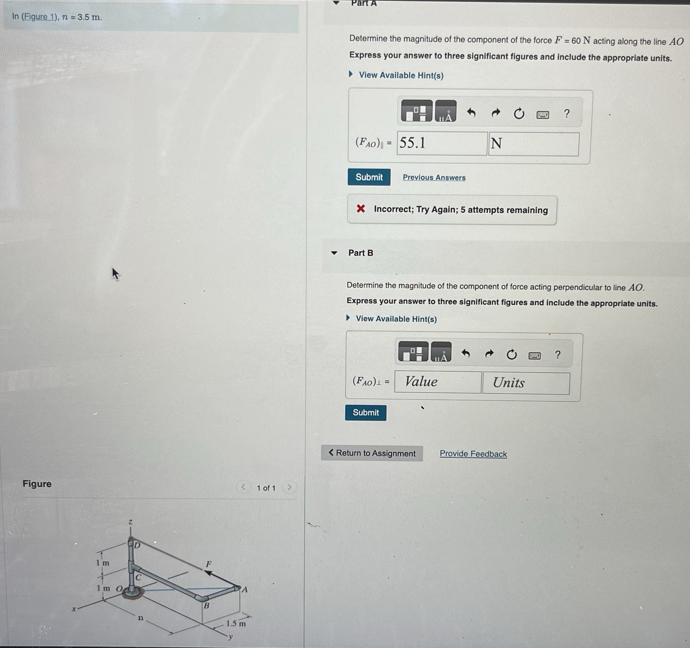 l n ( Figure 1 ) , n = 3 . 5 m Determine the