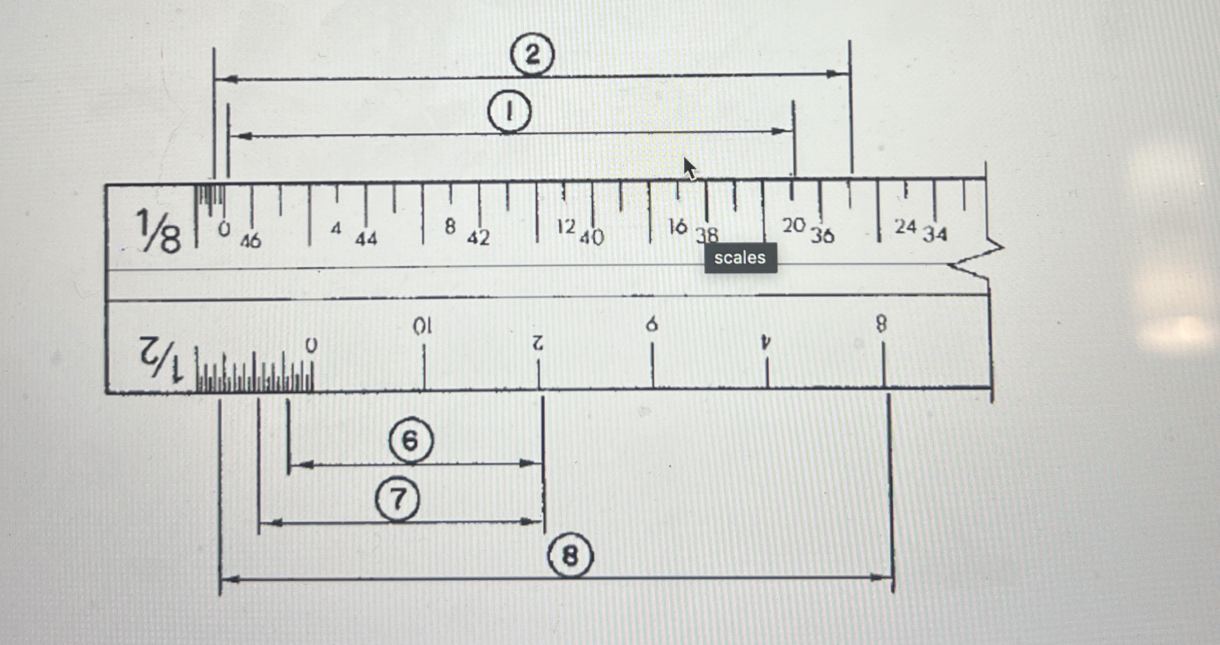 using the illustrated scales below match wach