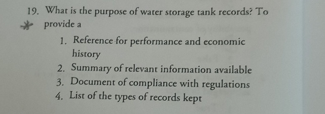 What is the purpose of water storage tank