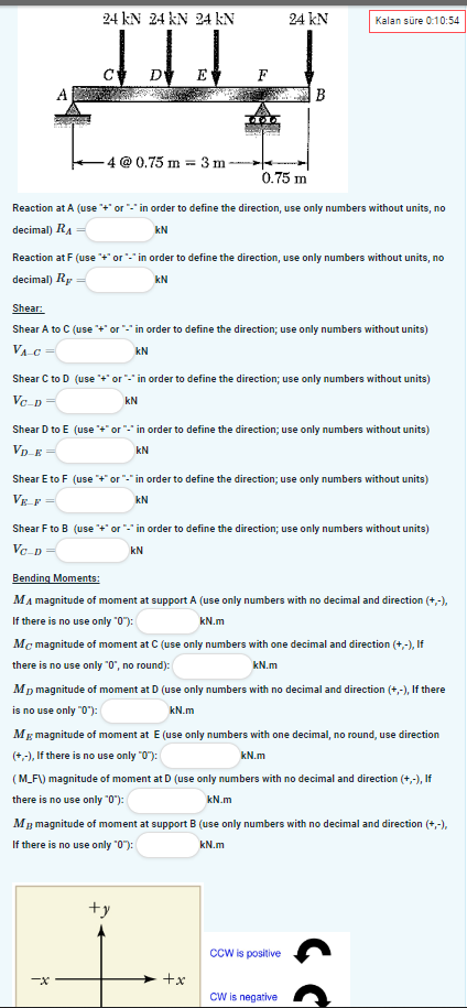 Reaction at A ( use " + " or " " in order to