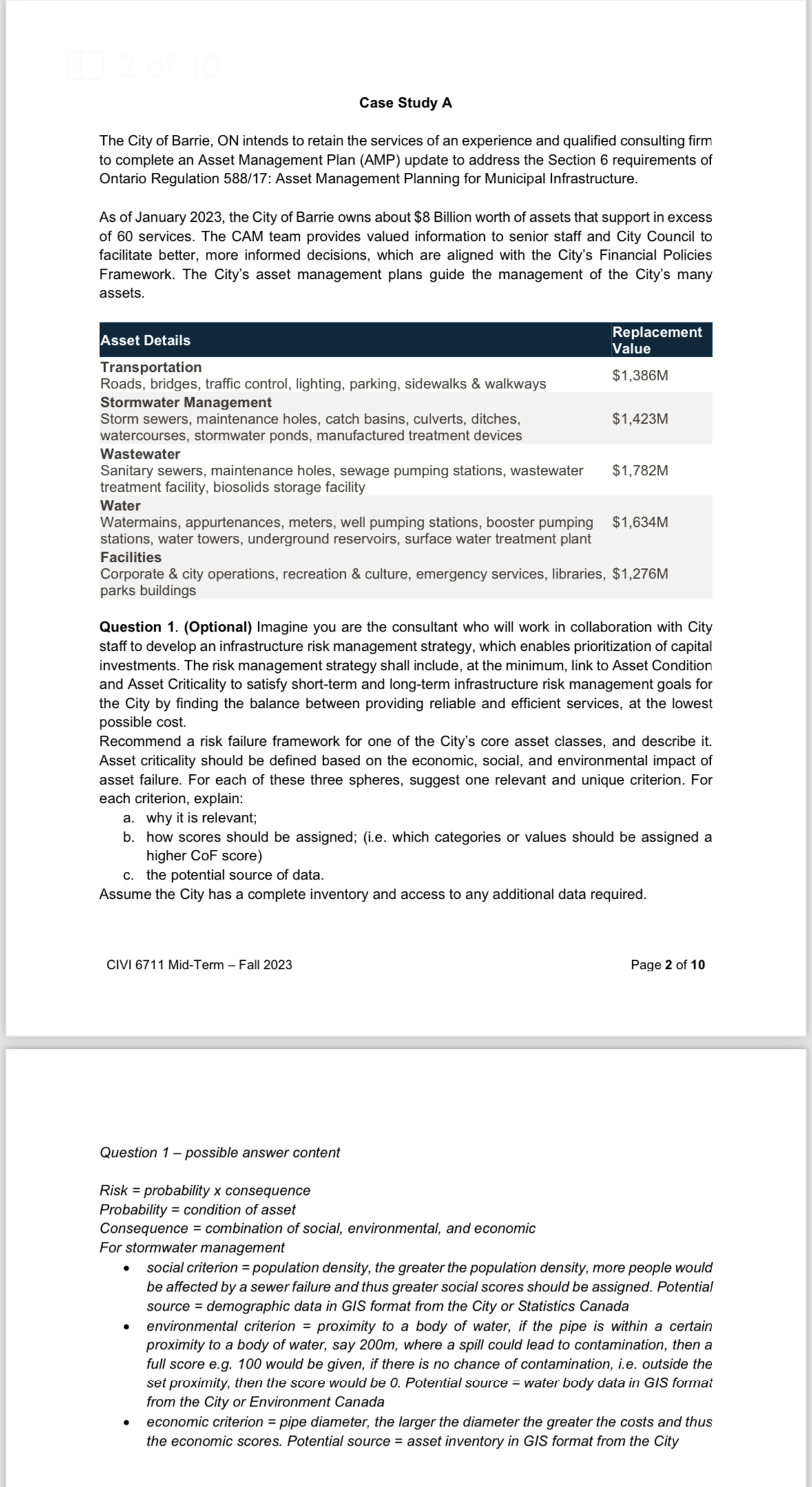 Case Study A The City of Barrie, ON intends to