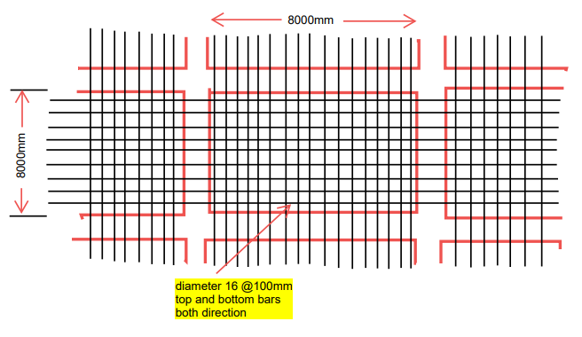 An existing 8 mx 8 m two way slab has adjacent