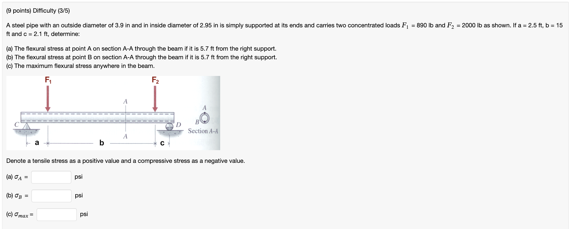 ( 9 points ) Difficulty ( 3 / 5 ) A steel pipe