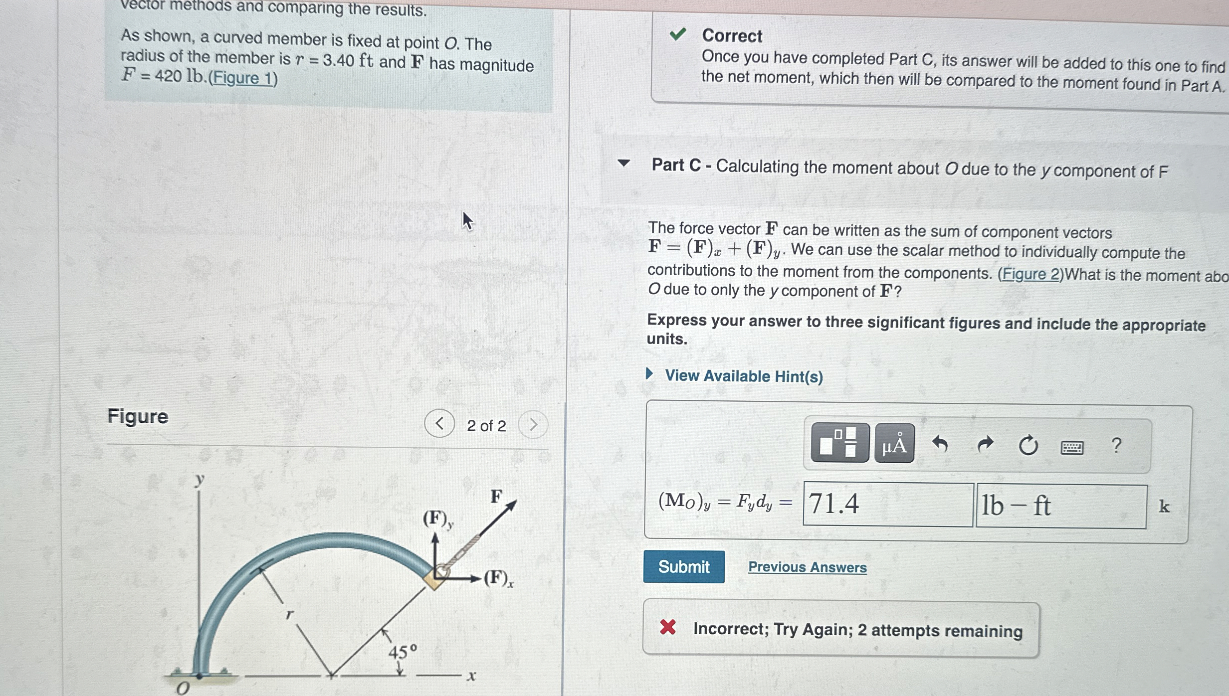 vector methods and comparing the results. As