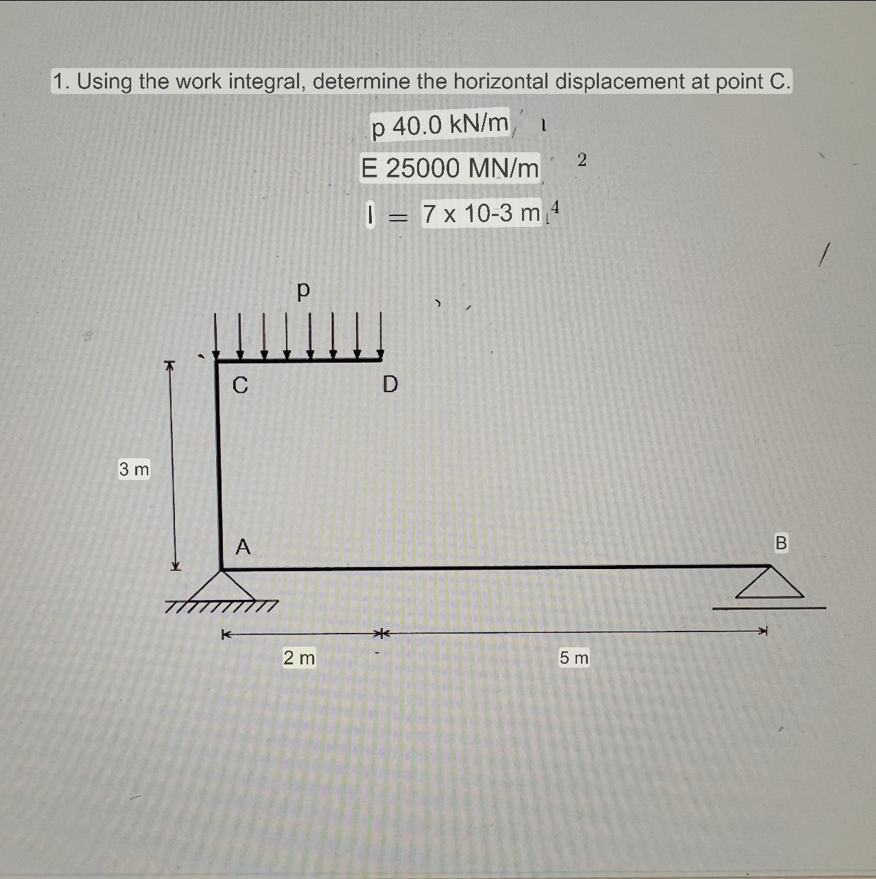 Using the work integral, determine the horizontal