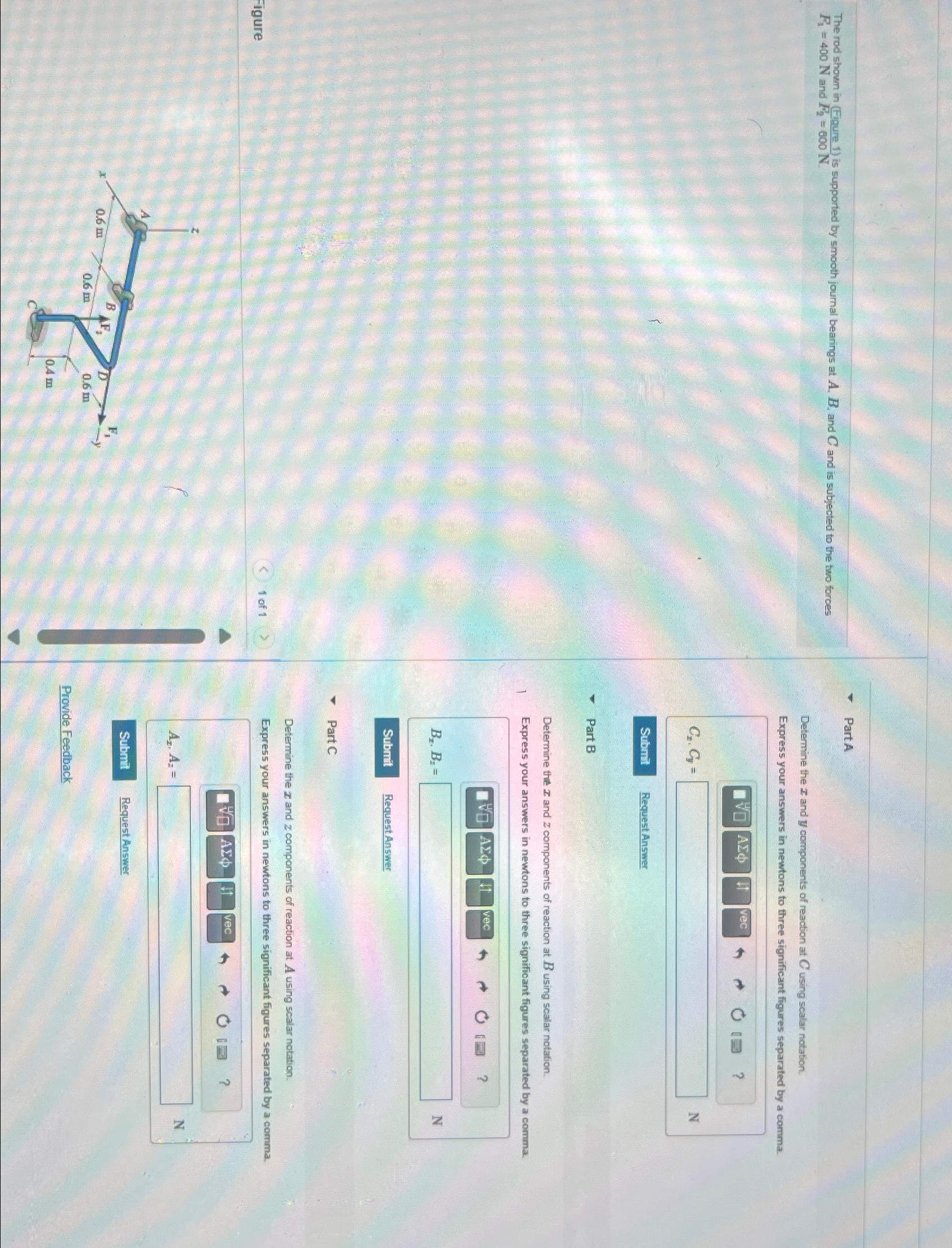 The rod shown in ( Figure 1 ) is supported by