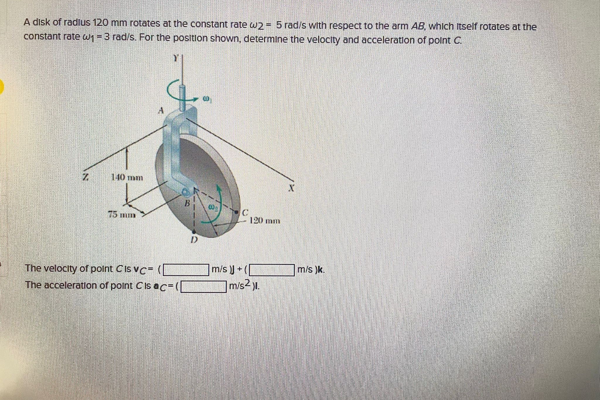 A disk of radius 1 2 0 m m rotates at the