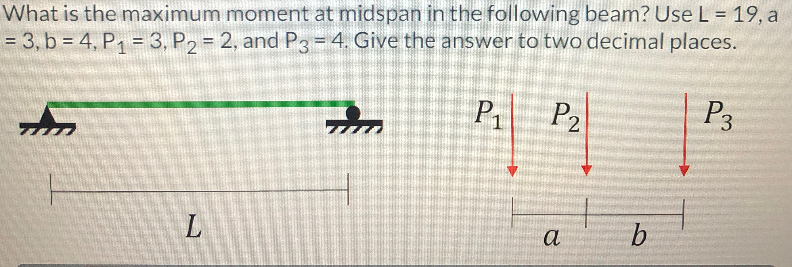 What is the maximum moment at midspan in the