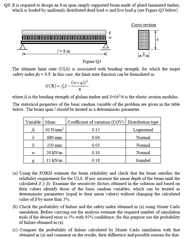Q 3 . It is required to design an 8 - m span