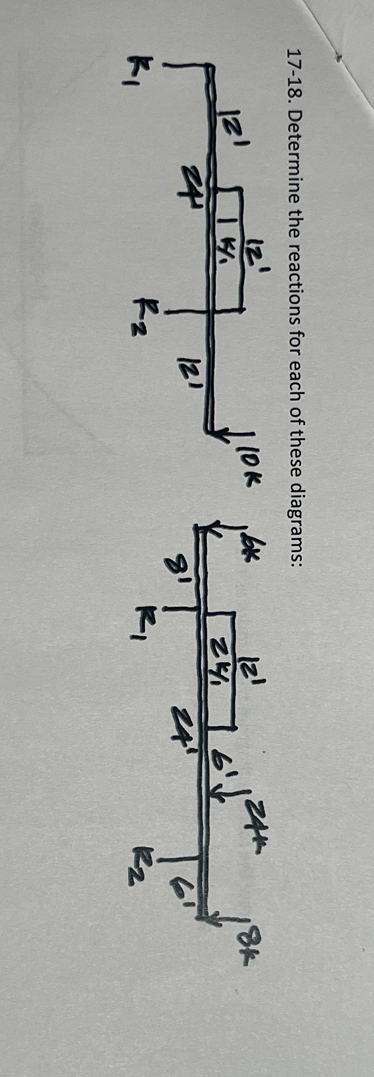 1 7 - 1 8 . Determine the reactions for each of