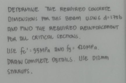 DETERMINE THE REQUIRED CONGRETE DIMENSIONS POR