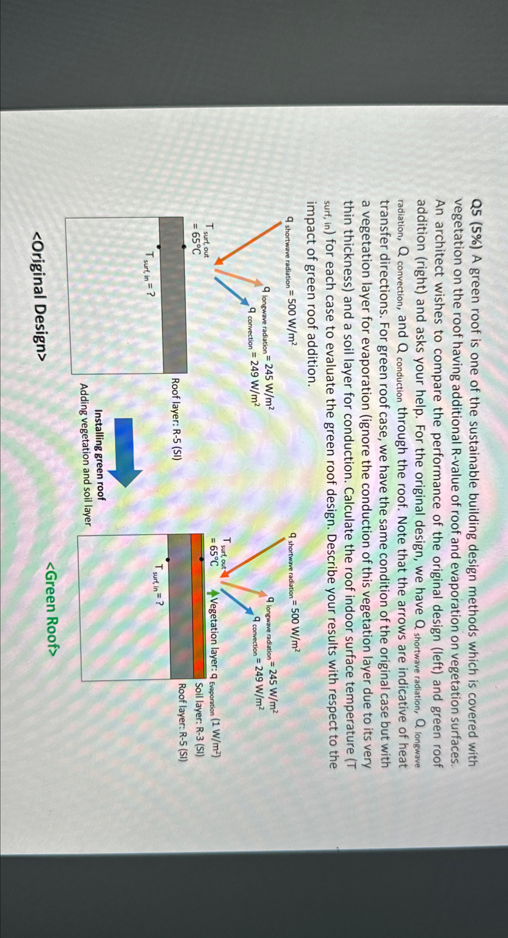 Q 5 ( 5 % ) A green roof is one of the