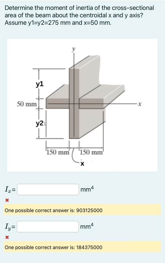 Determine the moment of inertia of the cross -