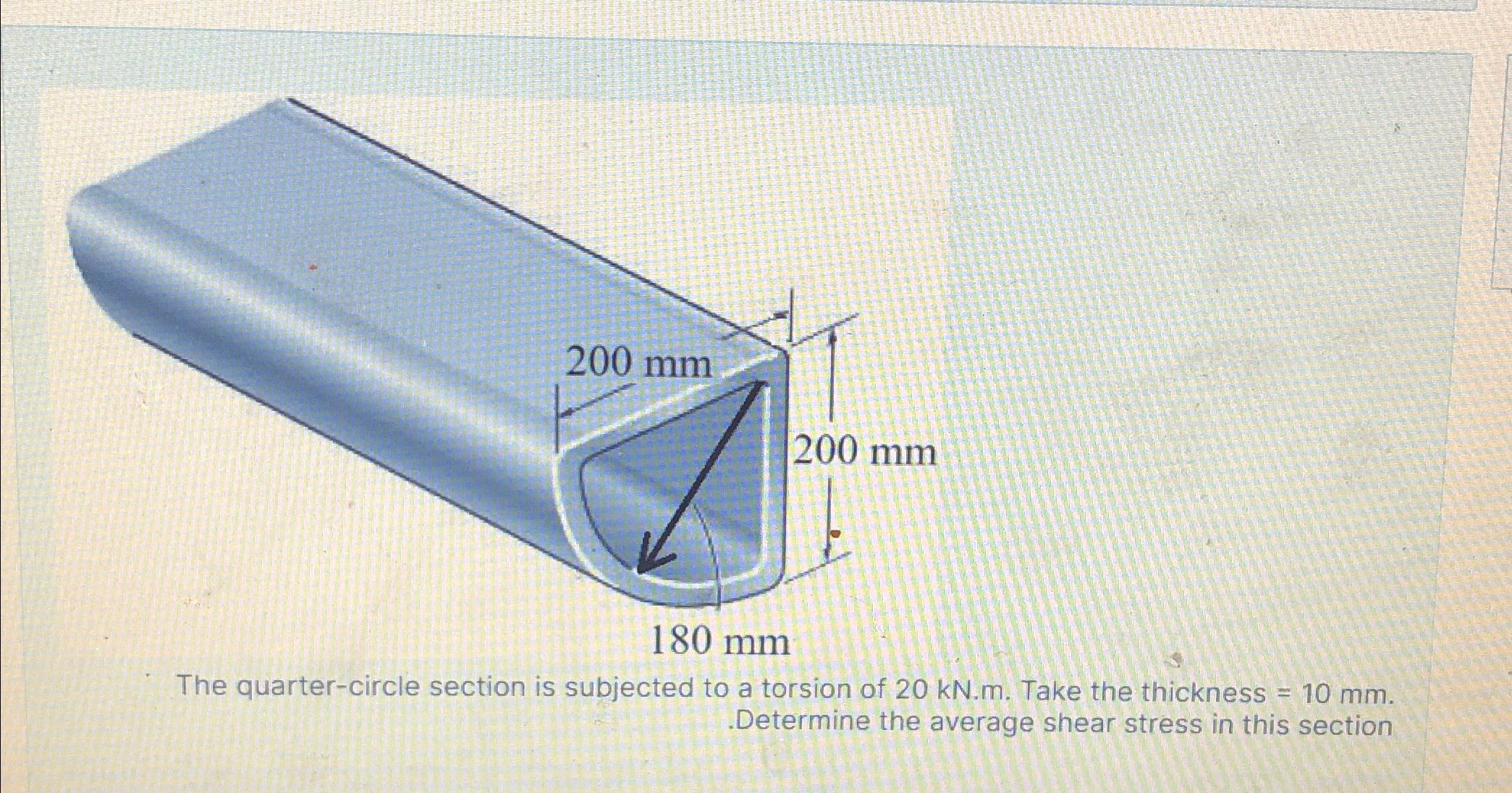The quarter - circle section is subjected to a