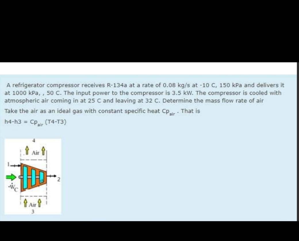 A refrigerator compressor receives R - 1 3 4 a at