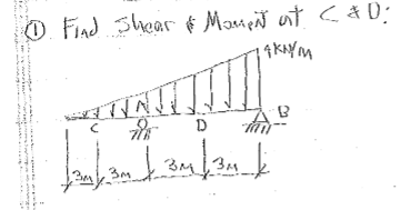 Find shear & moment at C & D