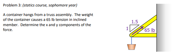 Problem 3 : ( statics course, sophomore year ) A