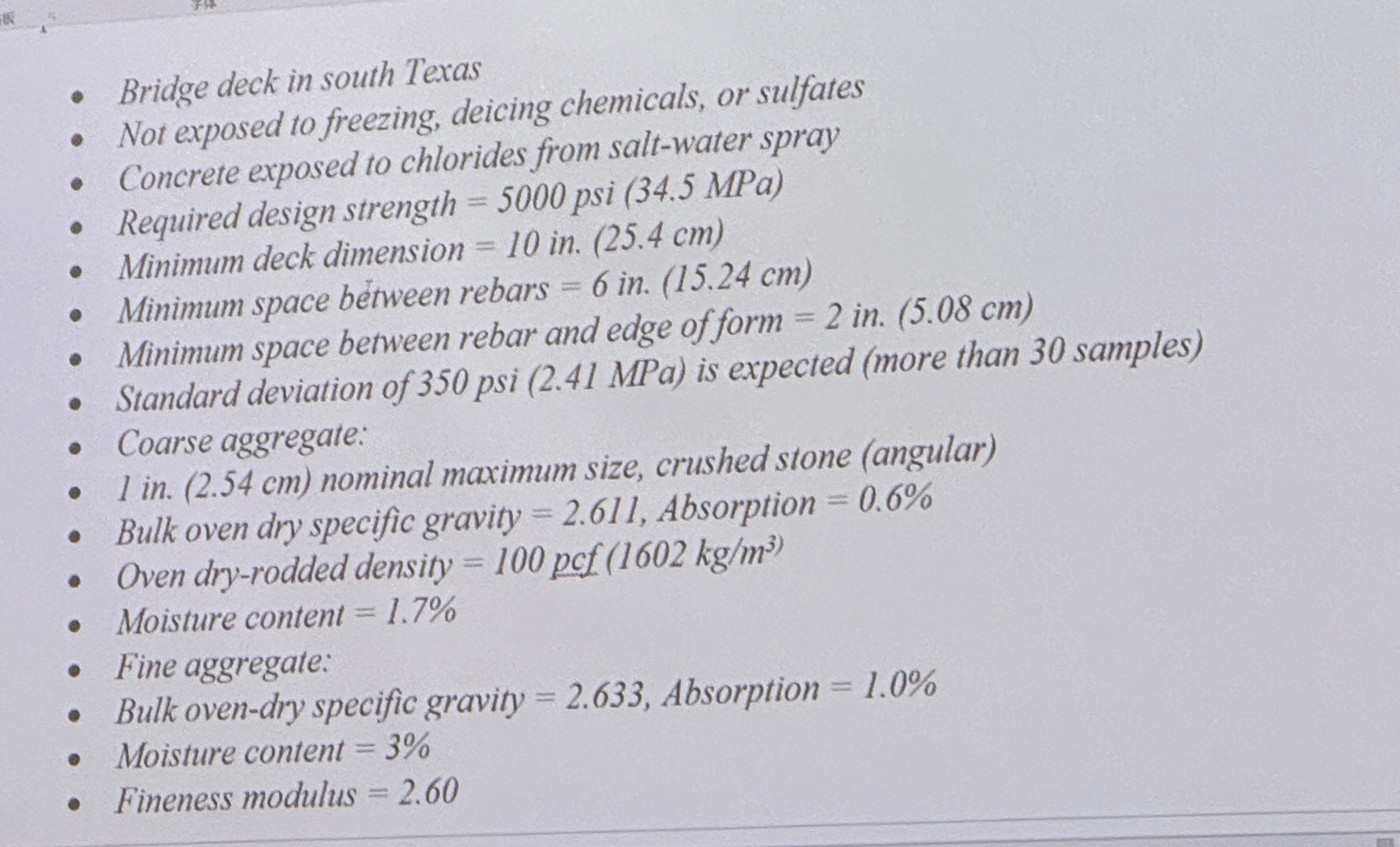 Bridge deck in south Texas Not exposed to