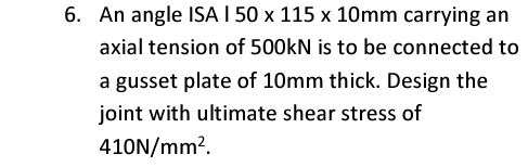 An angle ISA I 5 0 1 1 5 1 0 m m carrying an