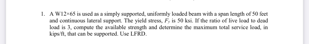 A W 1 2 \ times 6 5 is used as a simply