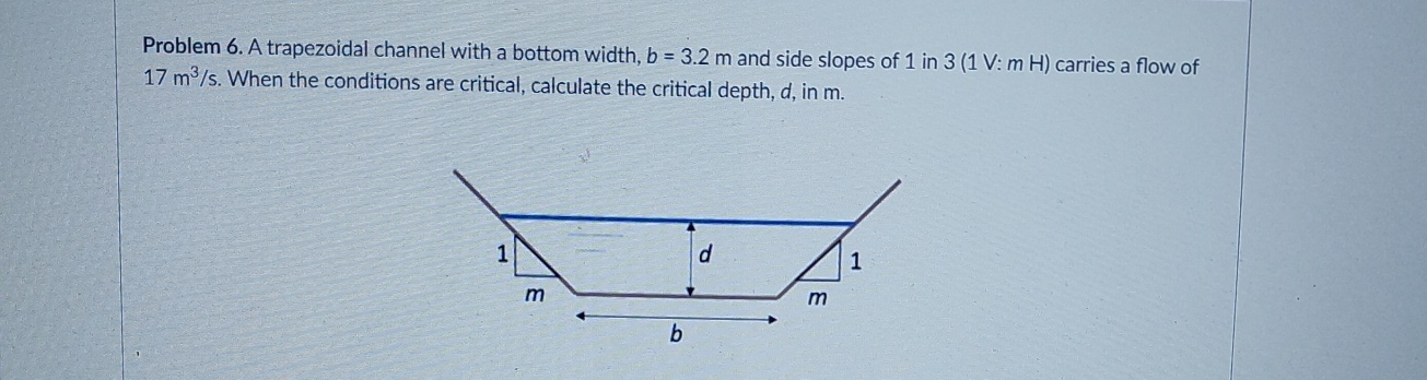 Problem 6 . A trapezoidal channel with a bottom