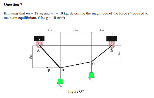 Question 7 Knowing that m B = 1 8 k g and m C = 1