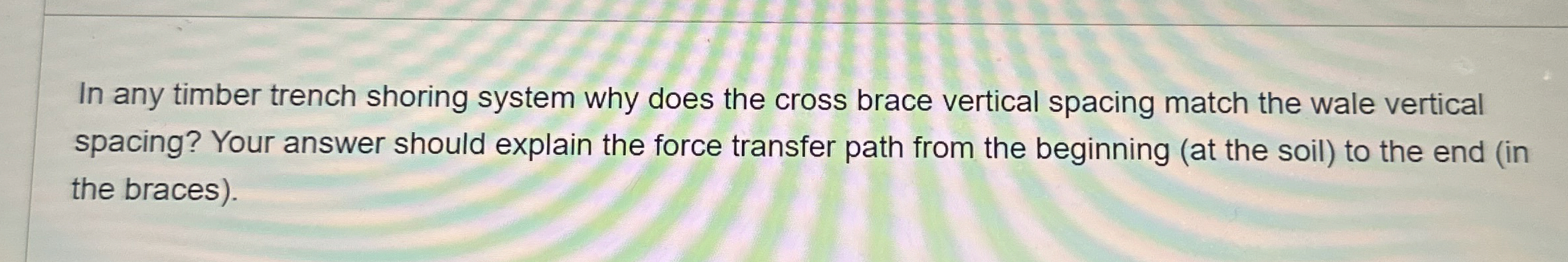 In any timber trench shoring system why does the