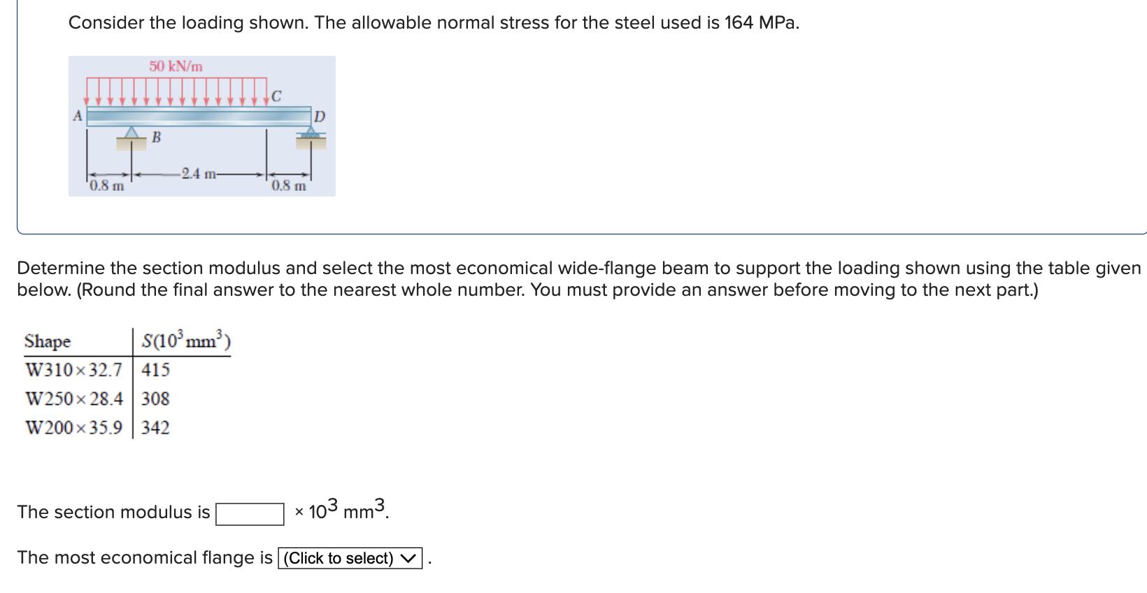 Consider the loading shown. The allowable normal