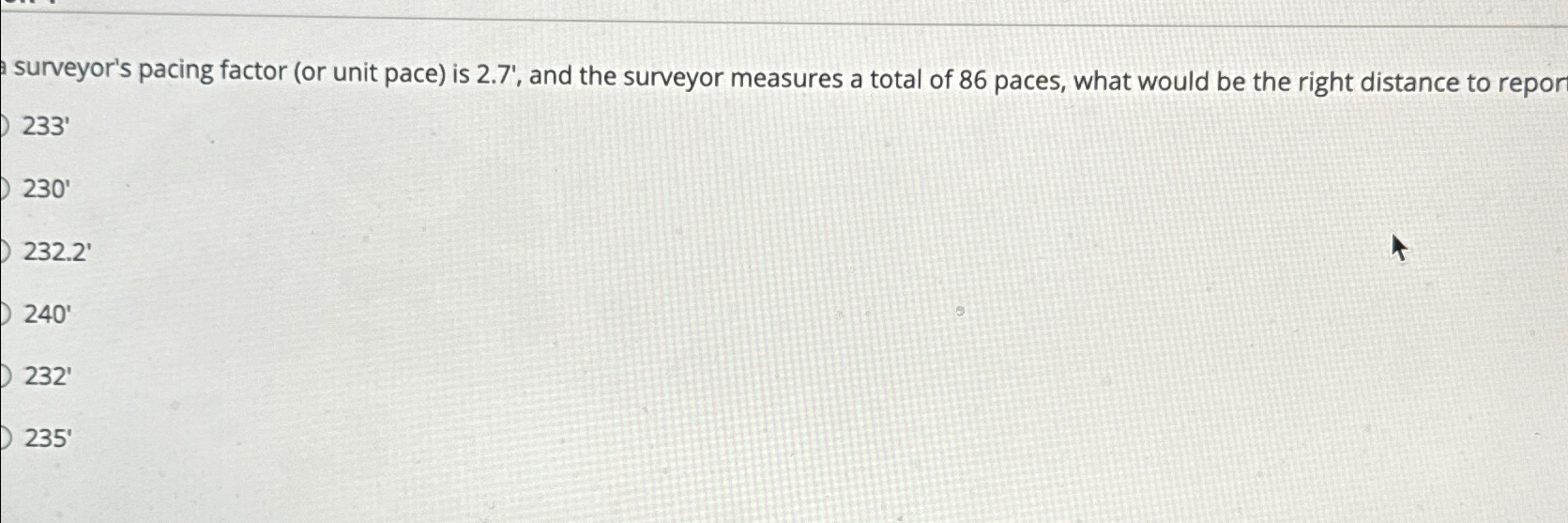 surveyor's pacing factor ( or unit pace ) is 2 .
