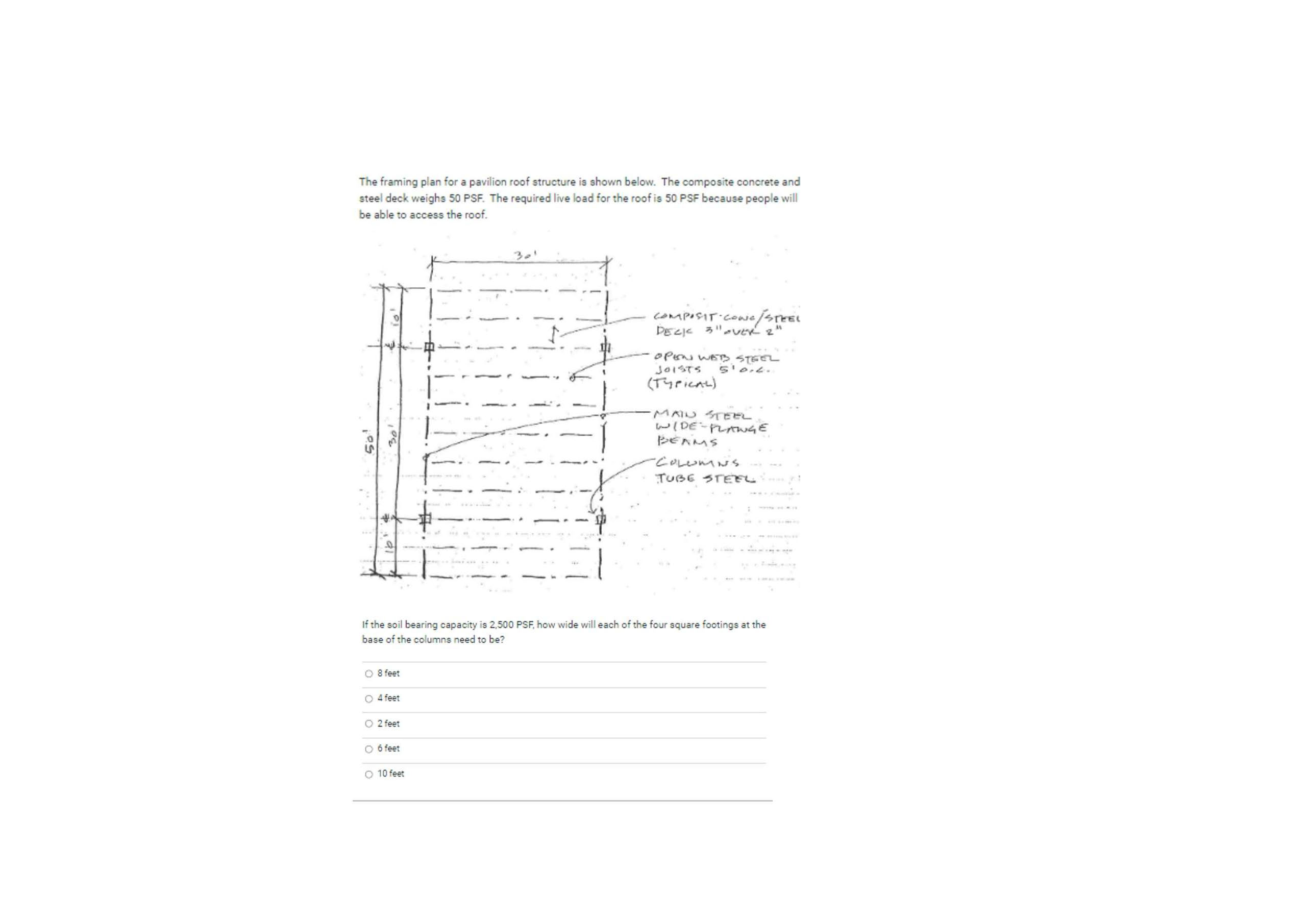 The framing plan for a pavilion roof structure is