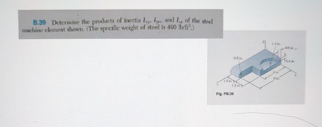 B . 3 9 Determine the products of inertia I x y ,