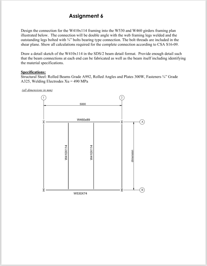 Assignment 6 Design the connection for the W 4 1