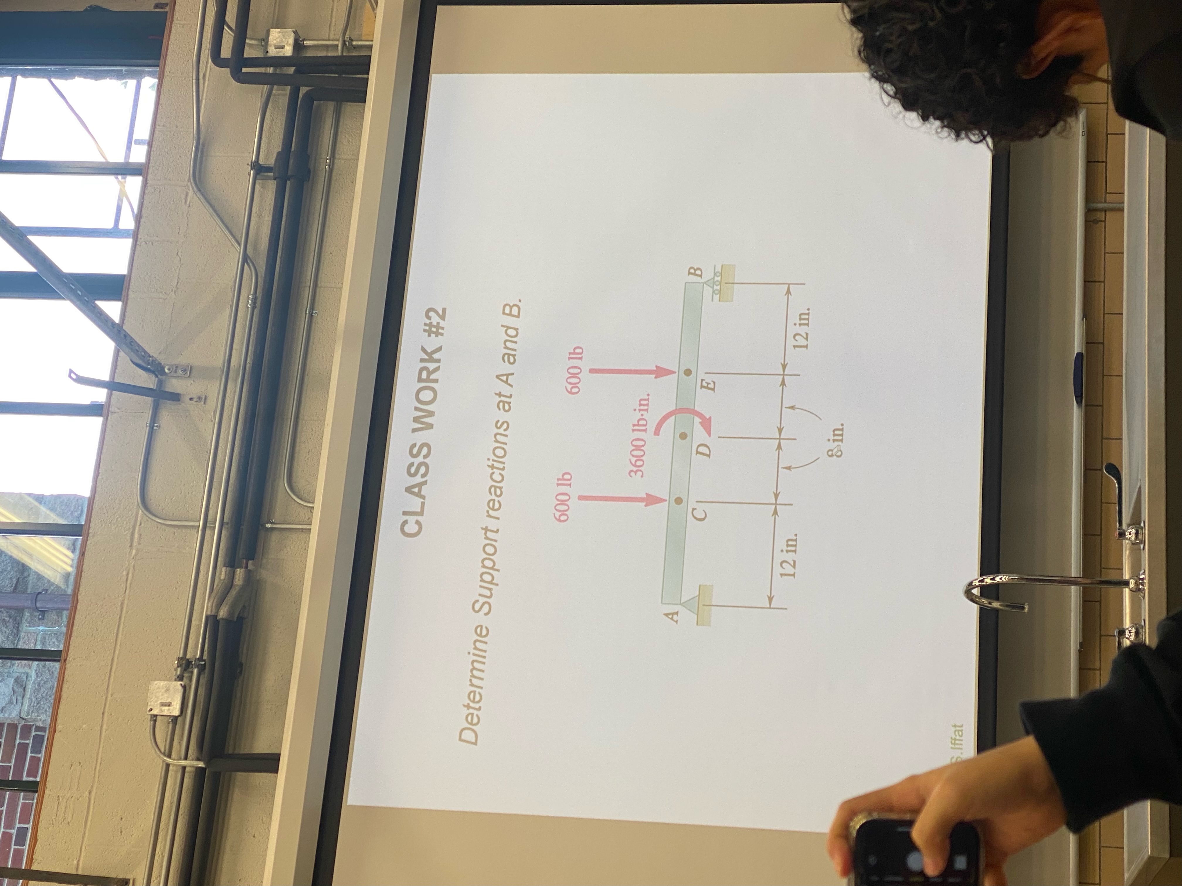 CLASS WORK # 2 Determine Support reactions at A