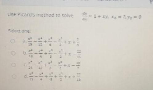 Use Picard's method to solve d y d x = 1 + x y 2