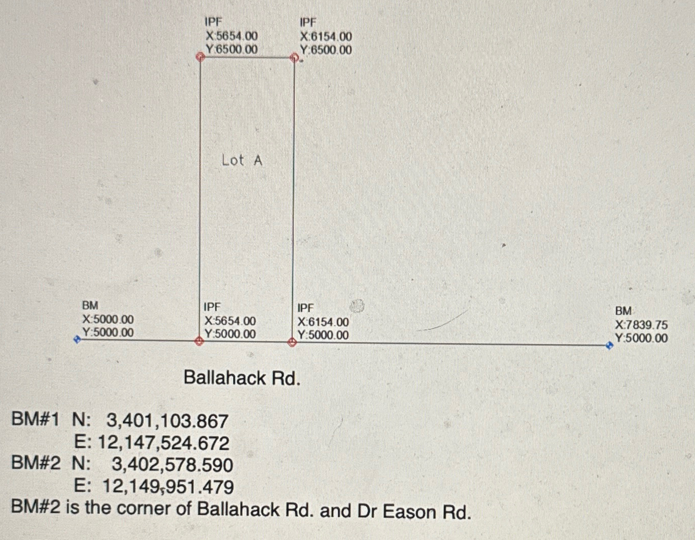 Ballahack Rd . BM# 1 N: 3 , 4 0 1 , 1 0 3 . 8 6 7