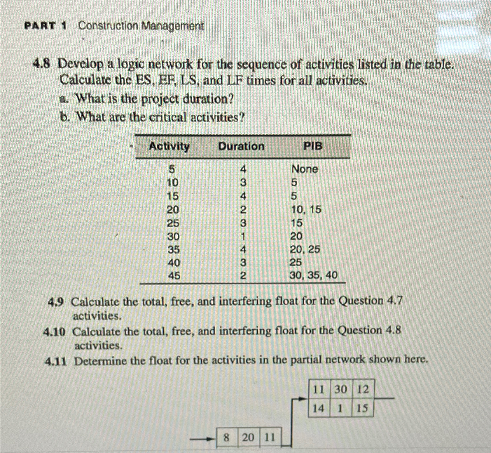 PART Need help with 4 . 8 and 4 . 1 0 1