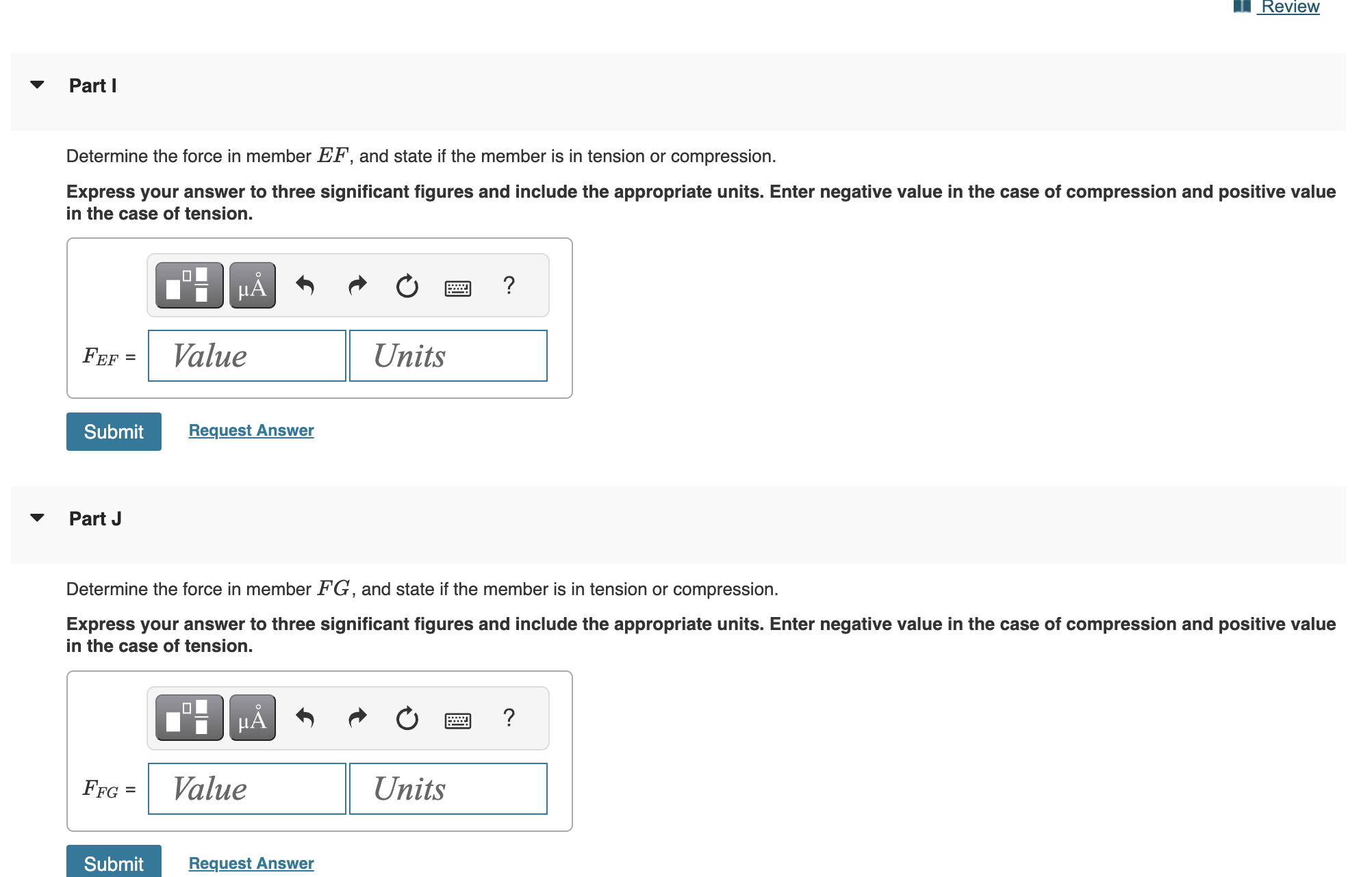 Determine the force in member A B , and state if