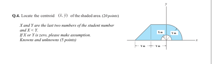 Q . 4 . Locate the centroid ( x , b a r ( y ) )