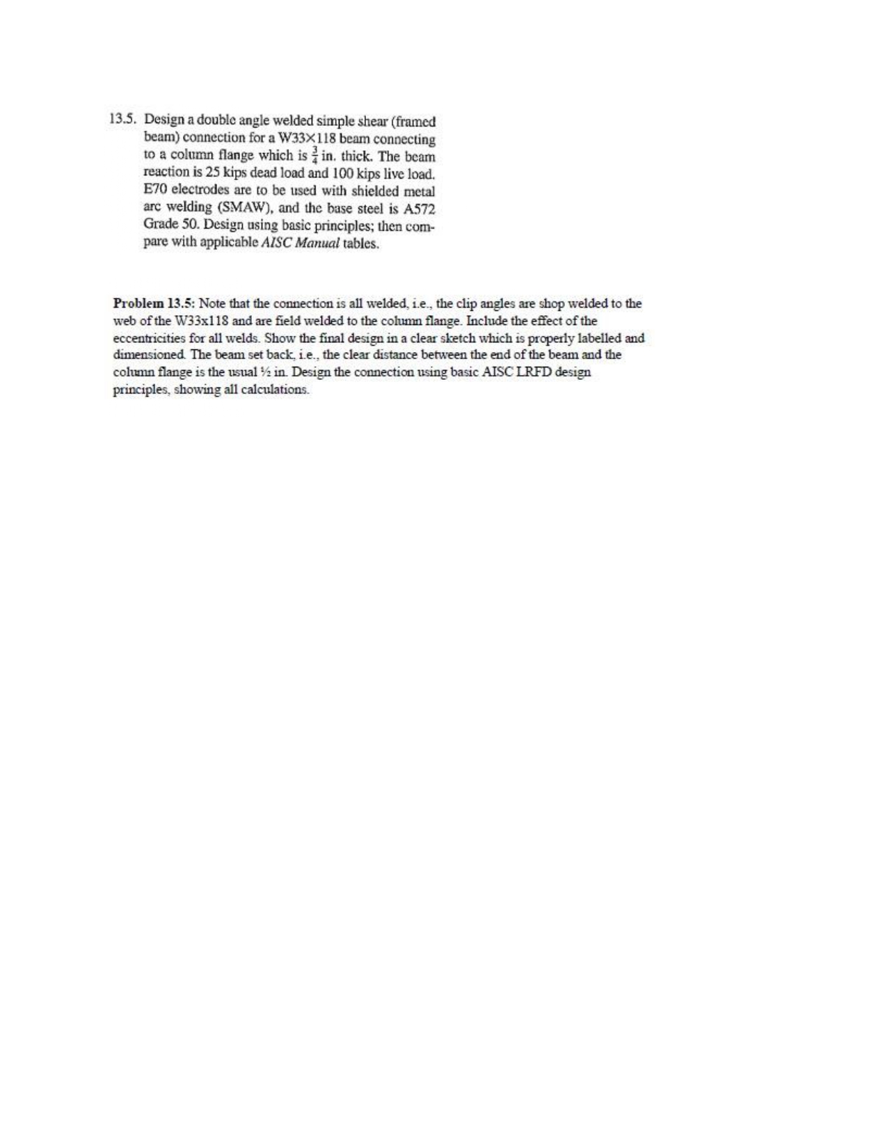 1 3 . 5 . Design a double angle welded simple