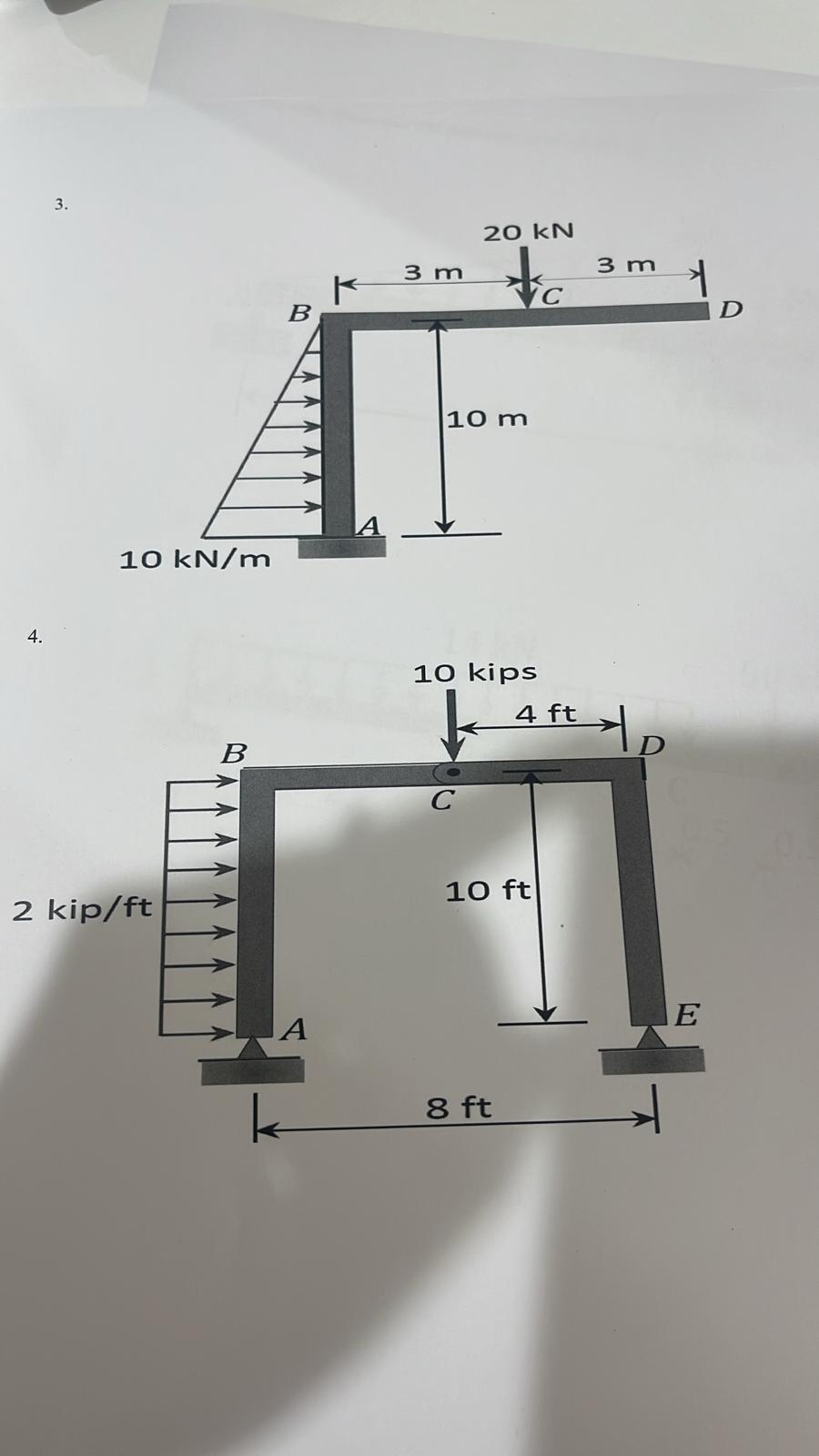Draw SFD and BMD for this two frames