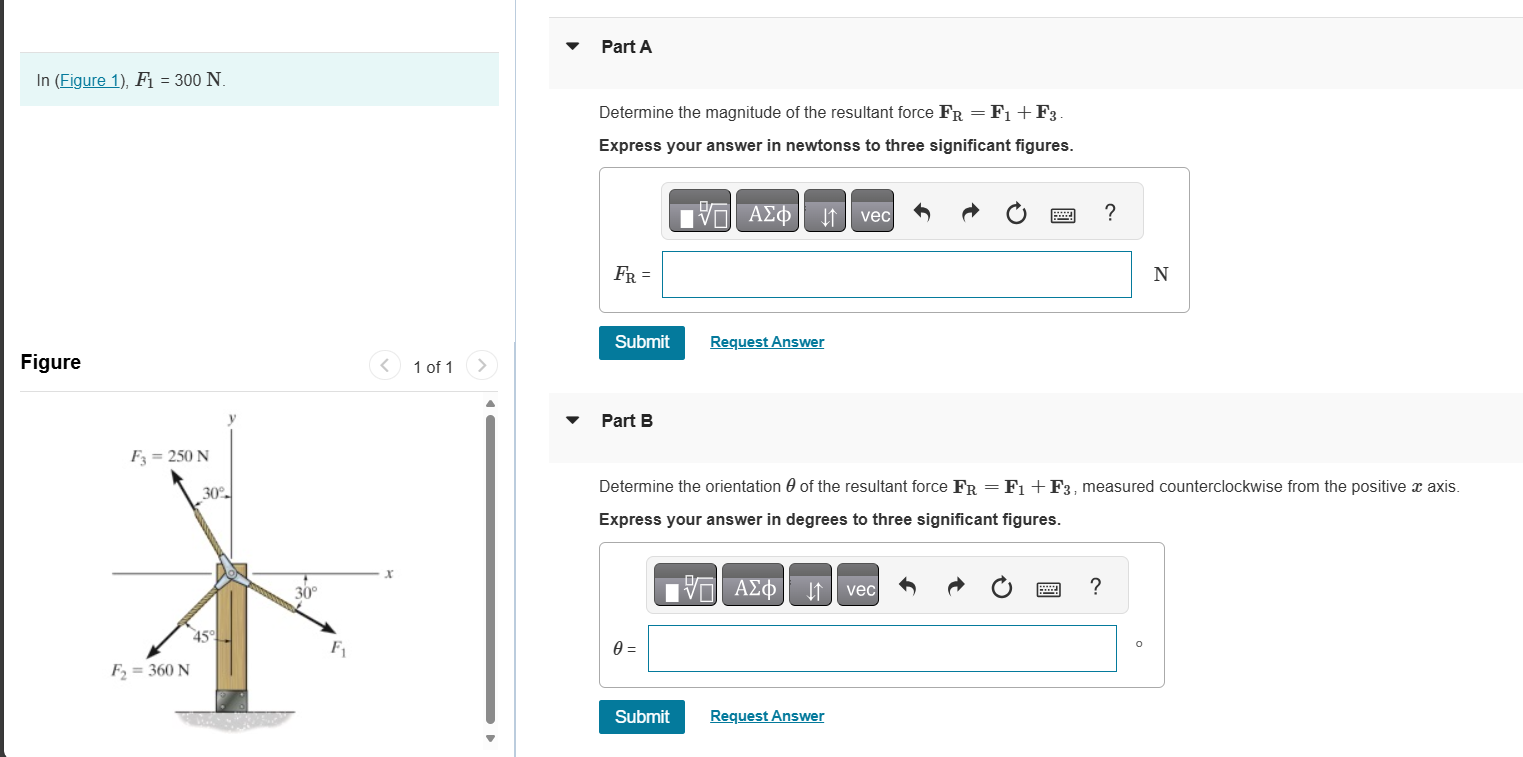 l n ( Figure 1 ) , F 1 = 3 0 0 N . F R = Request