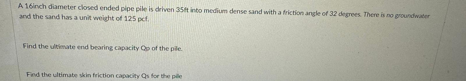 A 1 6 inch diameter closed ended pipe pile is