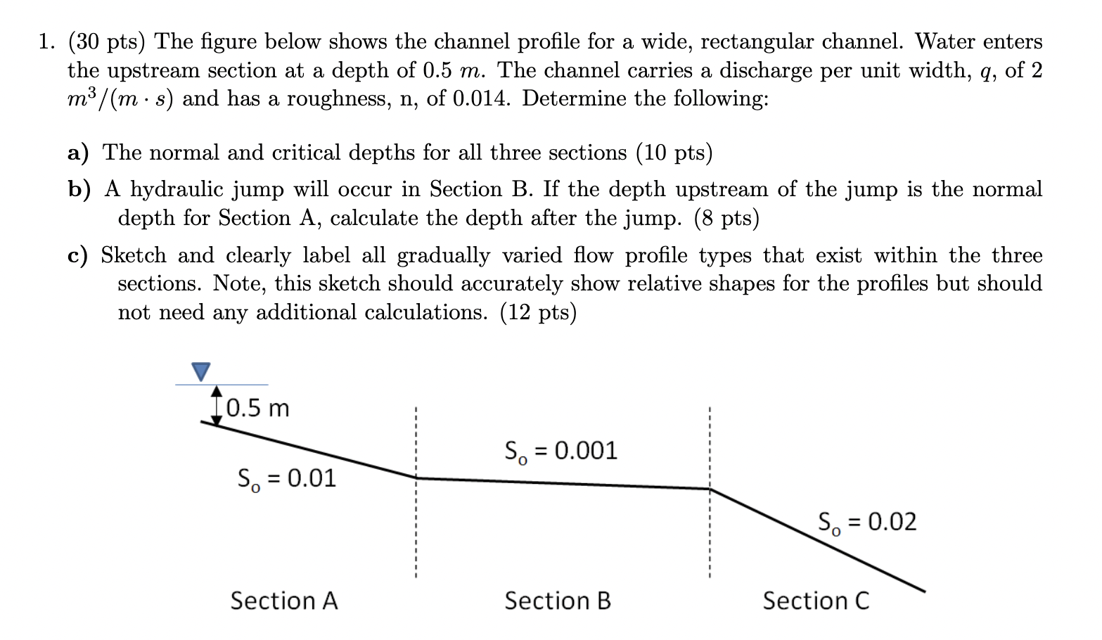 ( 3 0 pts ) The figure below shows the channel