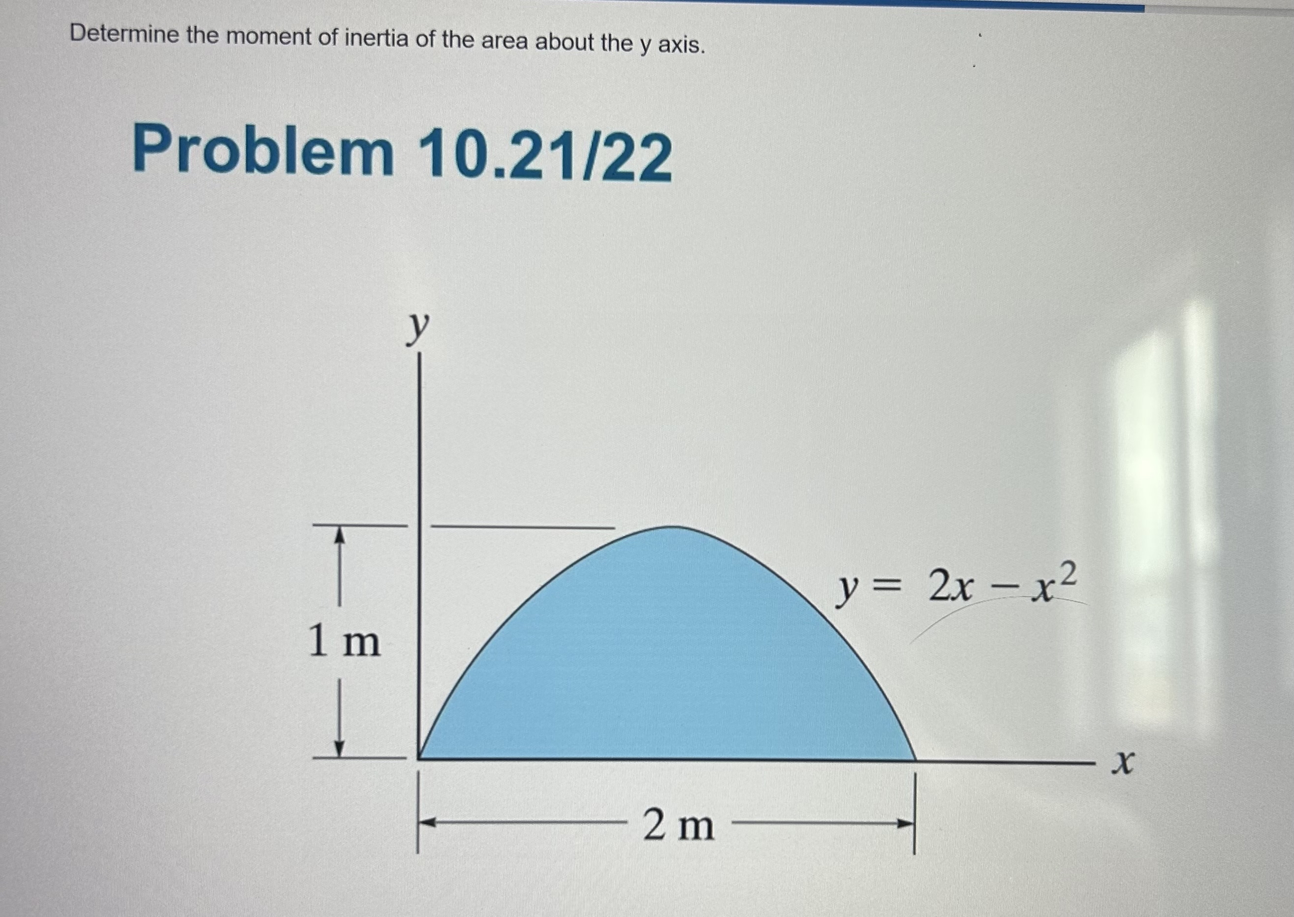 Determine the moment of inertia of the area about