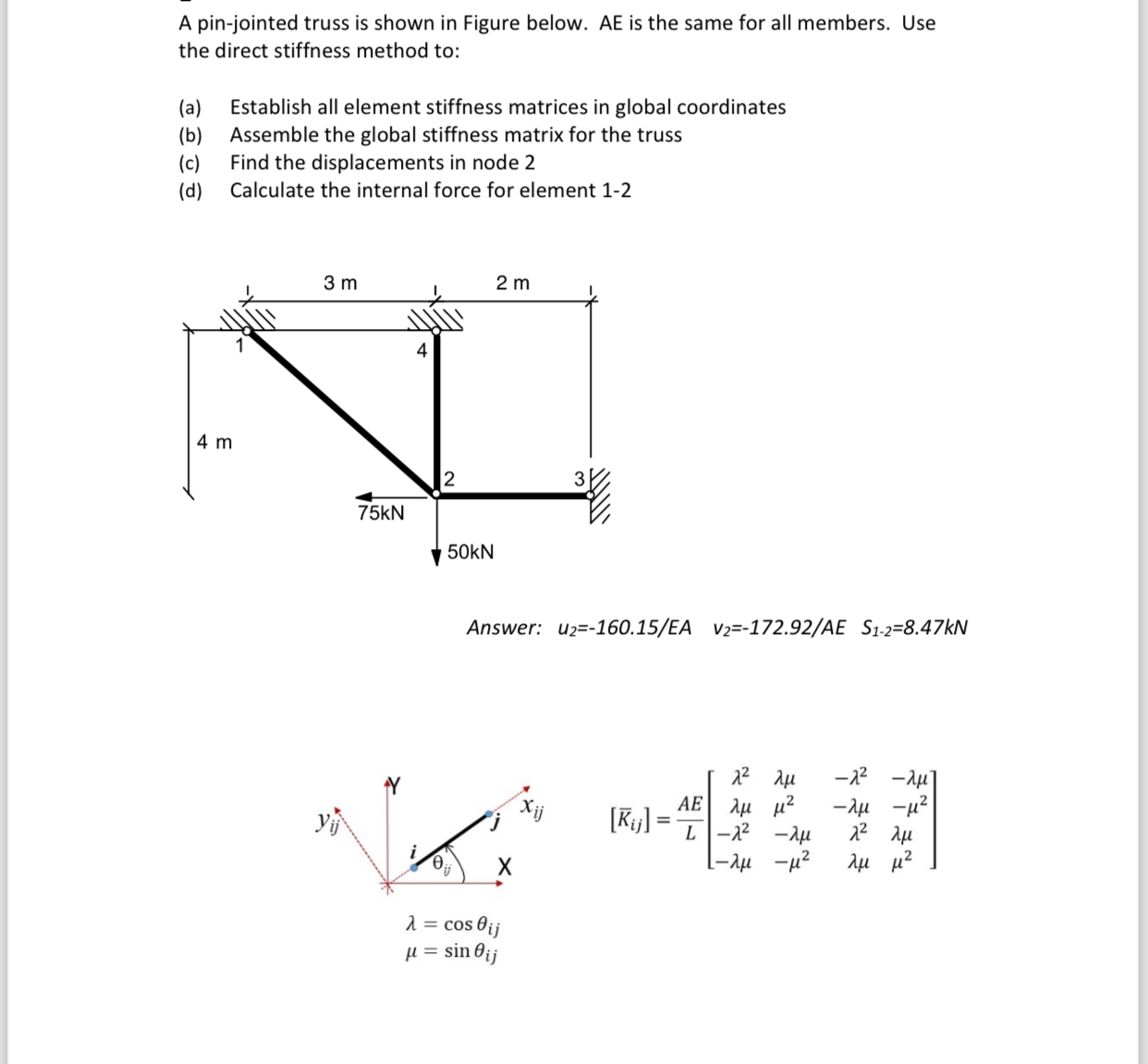A pin - jointed truss is shown in Figure below.
