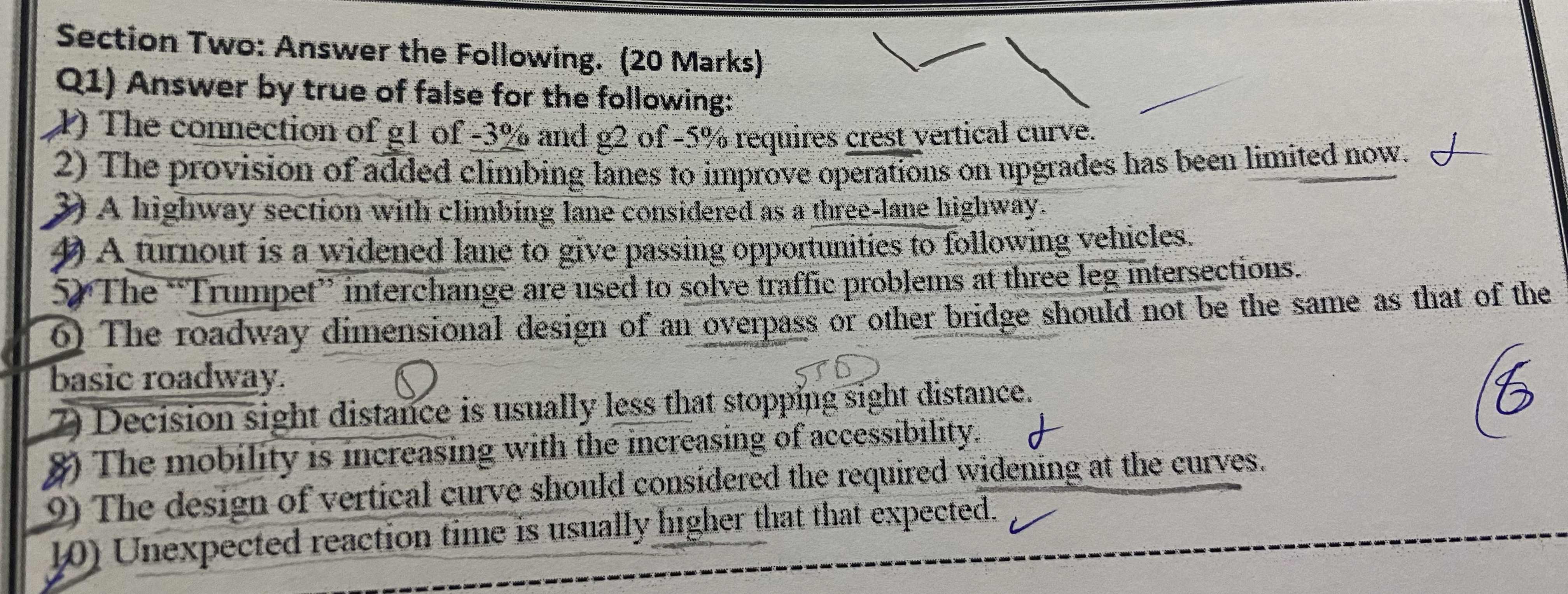 Section Two: Answer the Following. ( 2 0 Marks )